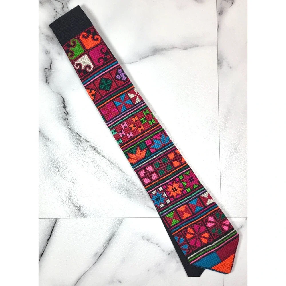 Southwestern Cross Stitch Geometric‎ Unbranded Bright Color Narrow Tie